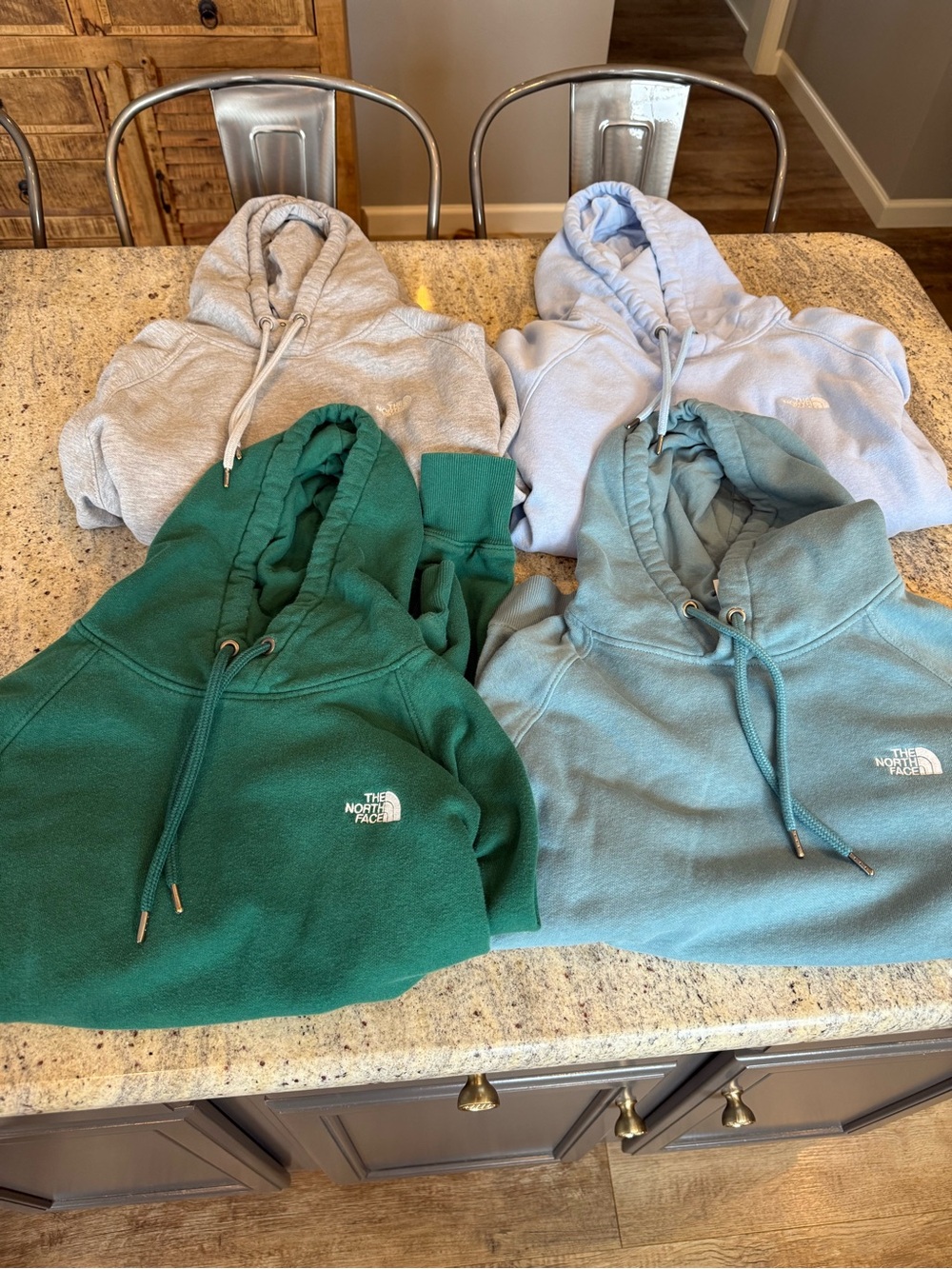The North Face Hoodies in Green, Teal, Light Gray, Light Blue
